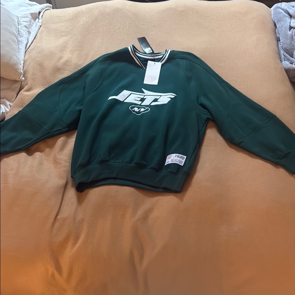 Zara Dark Green V-Neck Jets Logo Sweater